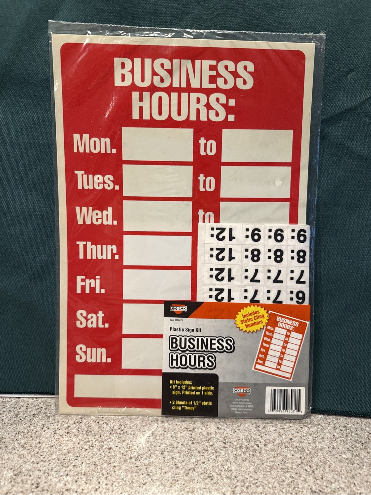 COSCO Lightweight 8&Prime; x 12&Prime; Business Hours Sign Kit – Easy Setup for Businesses