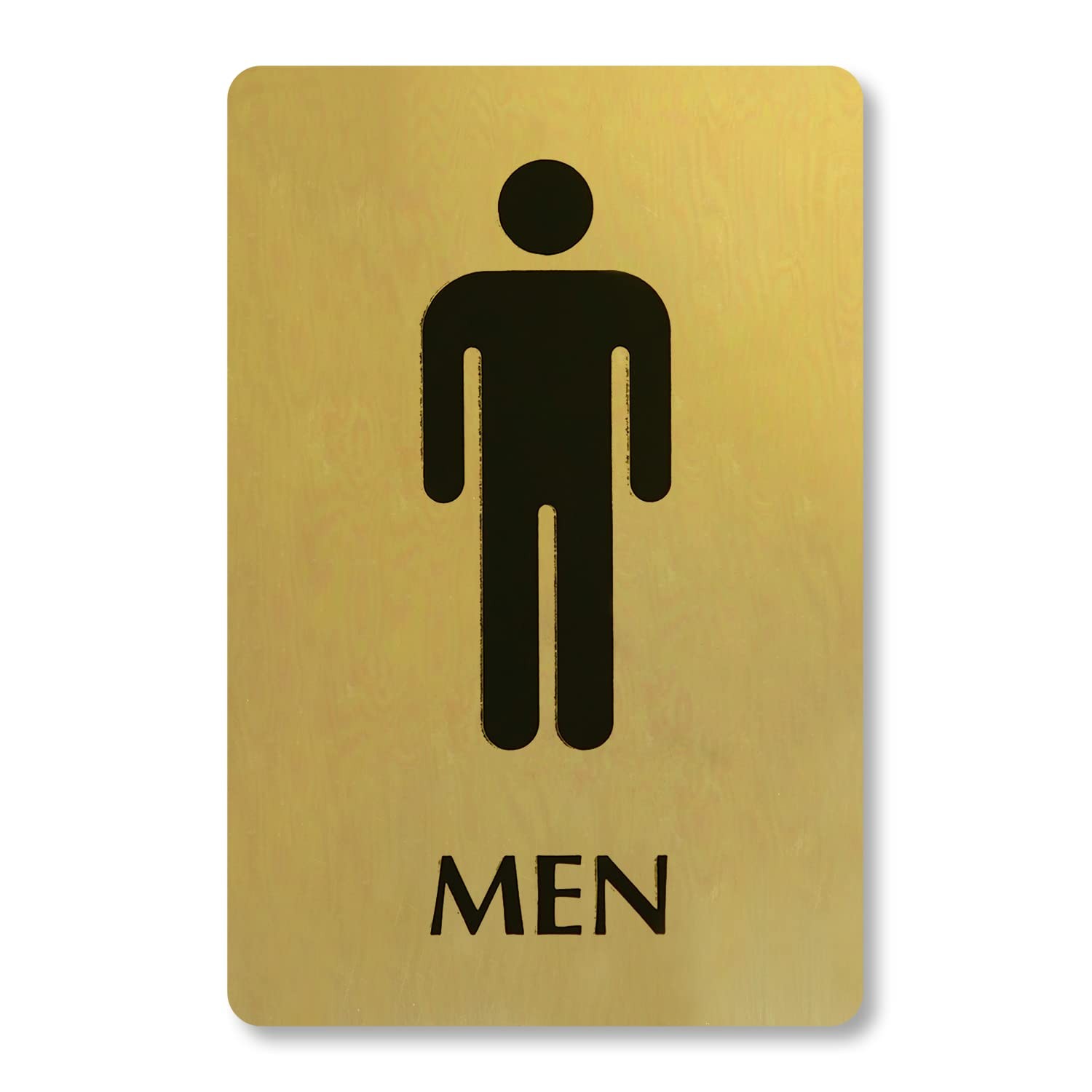 6×9 inch Gold Black Brass Metal Engraved Men&rsquo;s Restroom Sign with Pictogram