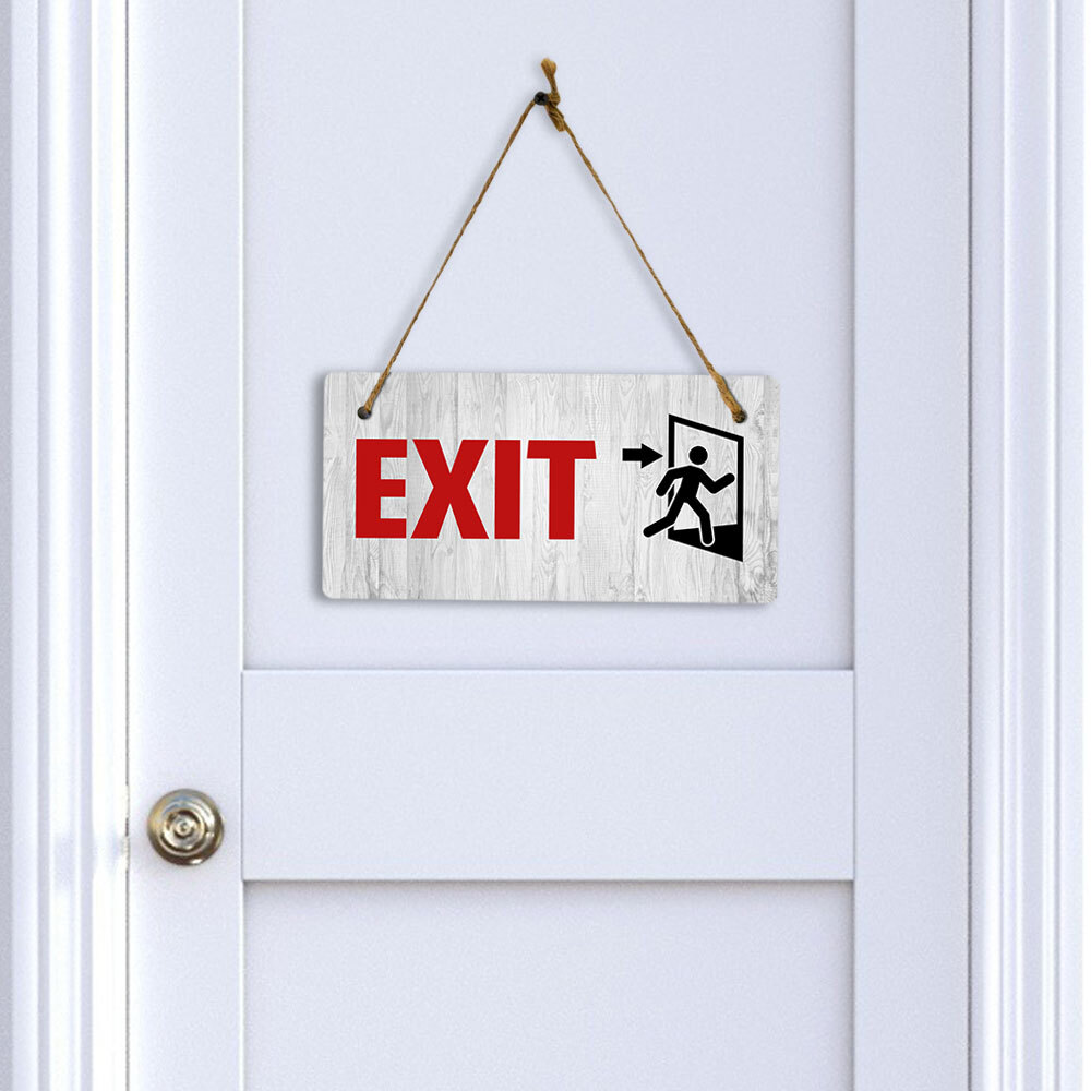 Exit 5×10 Hanging Plus Wall or Door Sign | Office Warning Signage