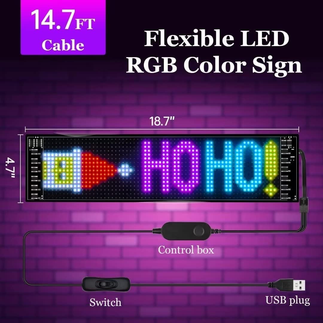 Portable LED Sign for Car, Flexible Design, Bluetooth App