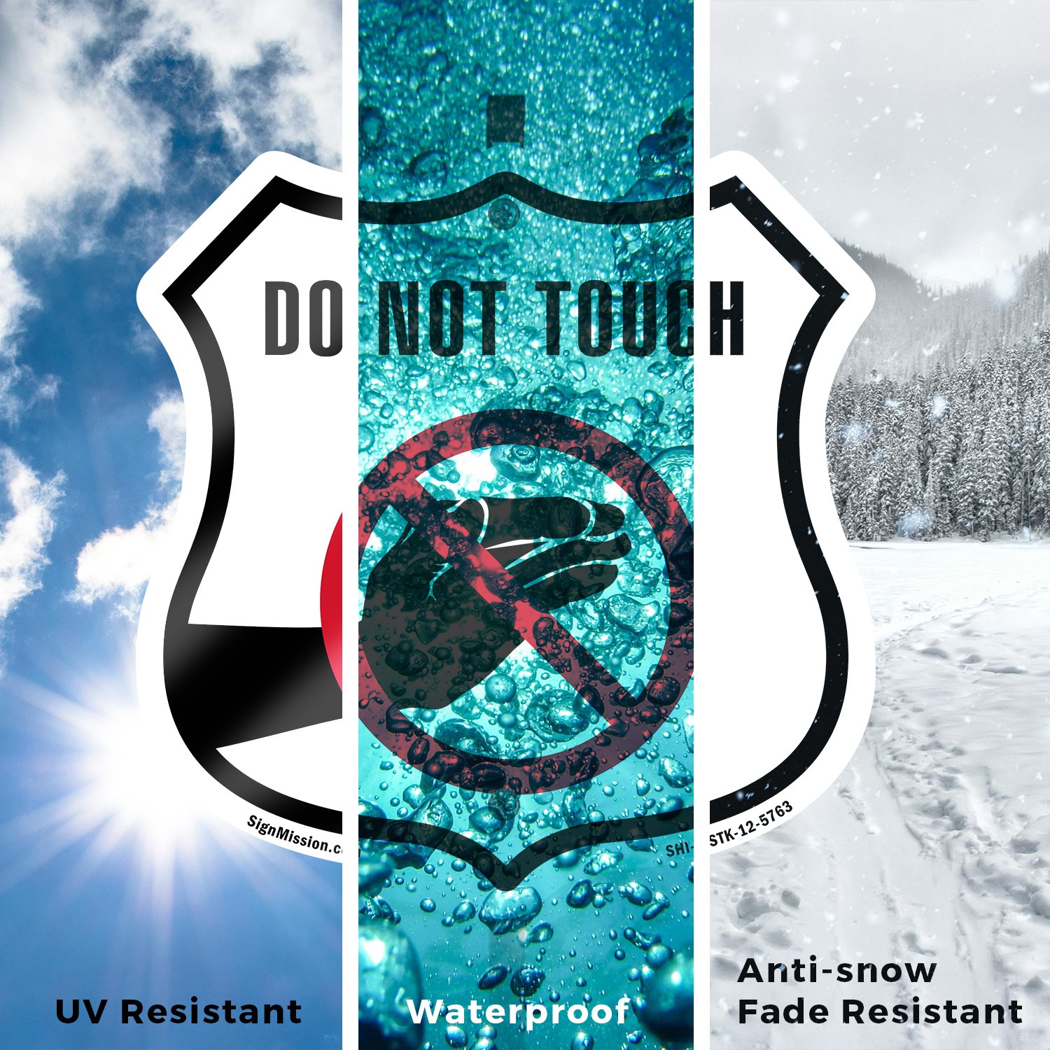 Do Not Touch Shield Shaped Sign With Stake Weather Resistant Crafted in the USA