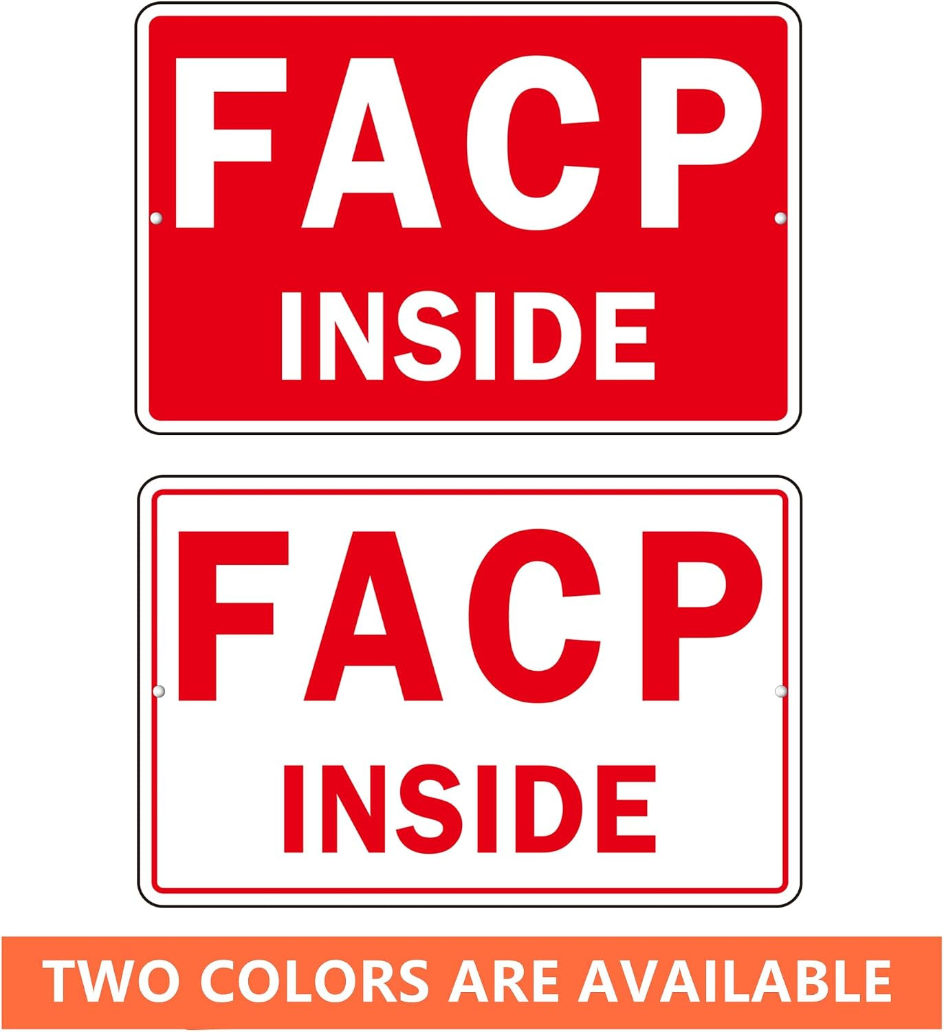 FACP Sign, (2 Pack) Self Adhesive FACP inside Signs, Rust Free and Reflective Al