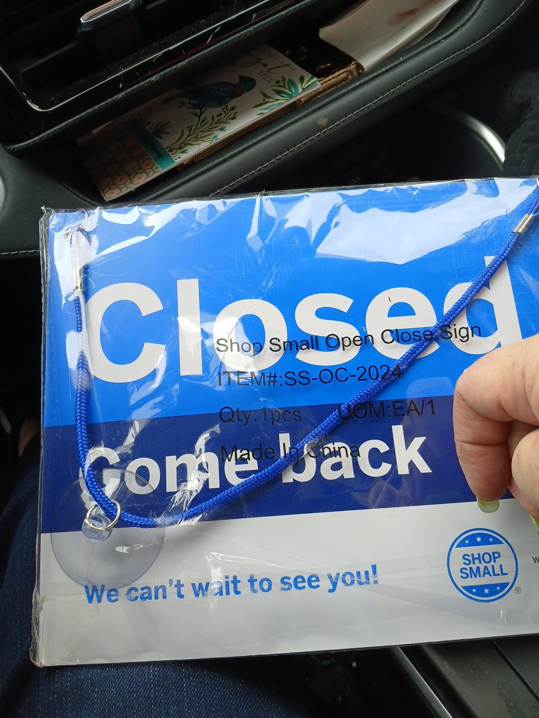 Open and Closed Blue Sign Reversible 11&Prime; x 8.5&Prime; Hanging Hardware. New