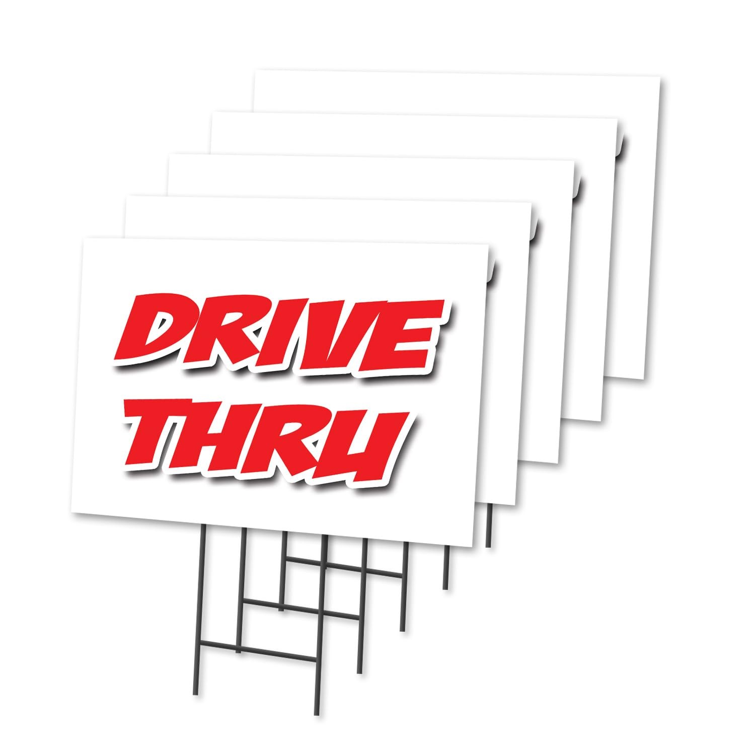 Drive-Thru 5 Pack of 12&Prime; x 16&Prime; Yard Sign & Stake | Advertise Your Business | …