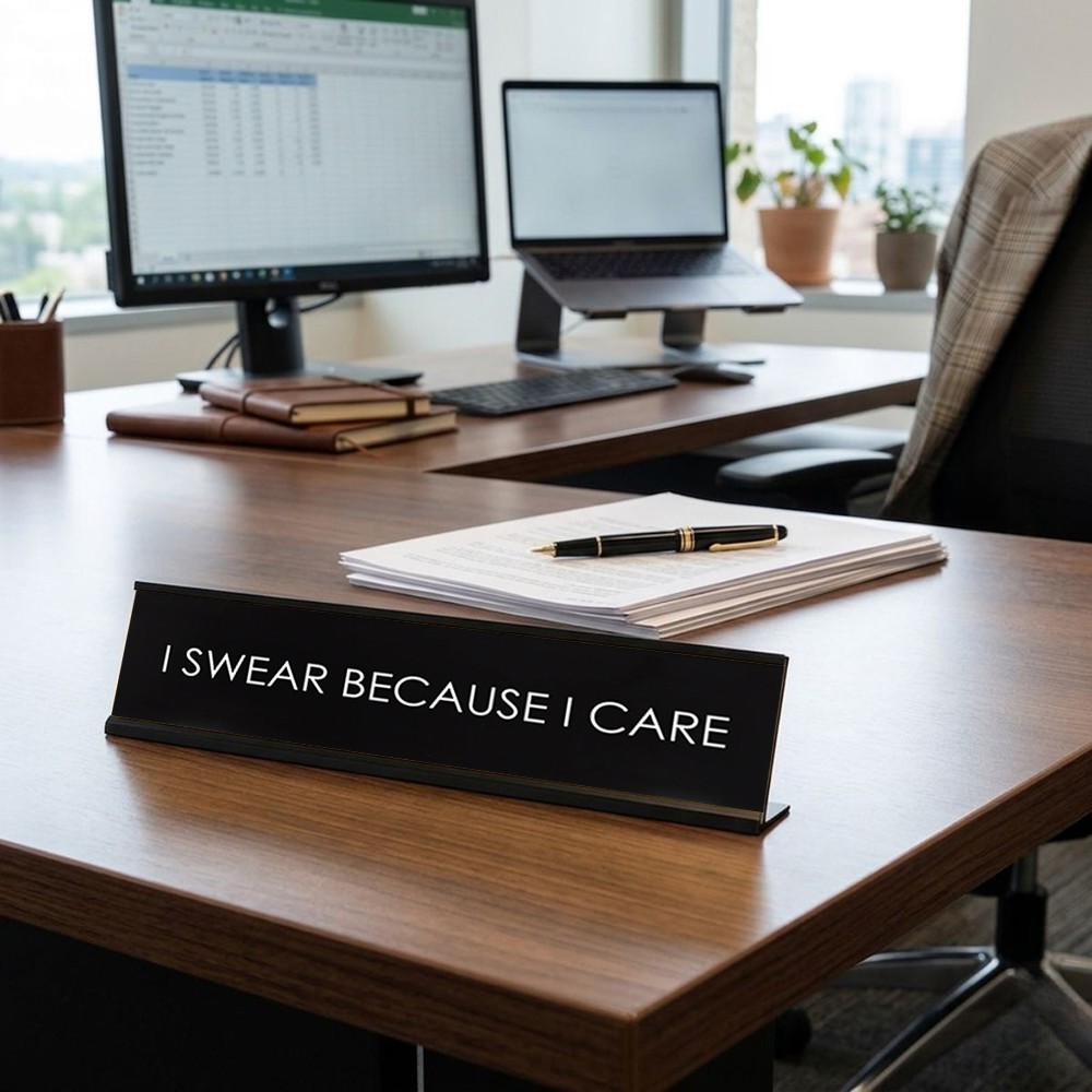 I Swear Because I Care Novelty Desk Sign