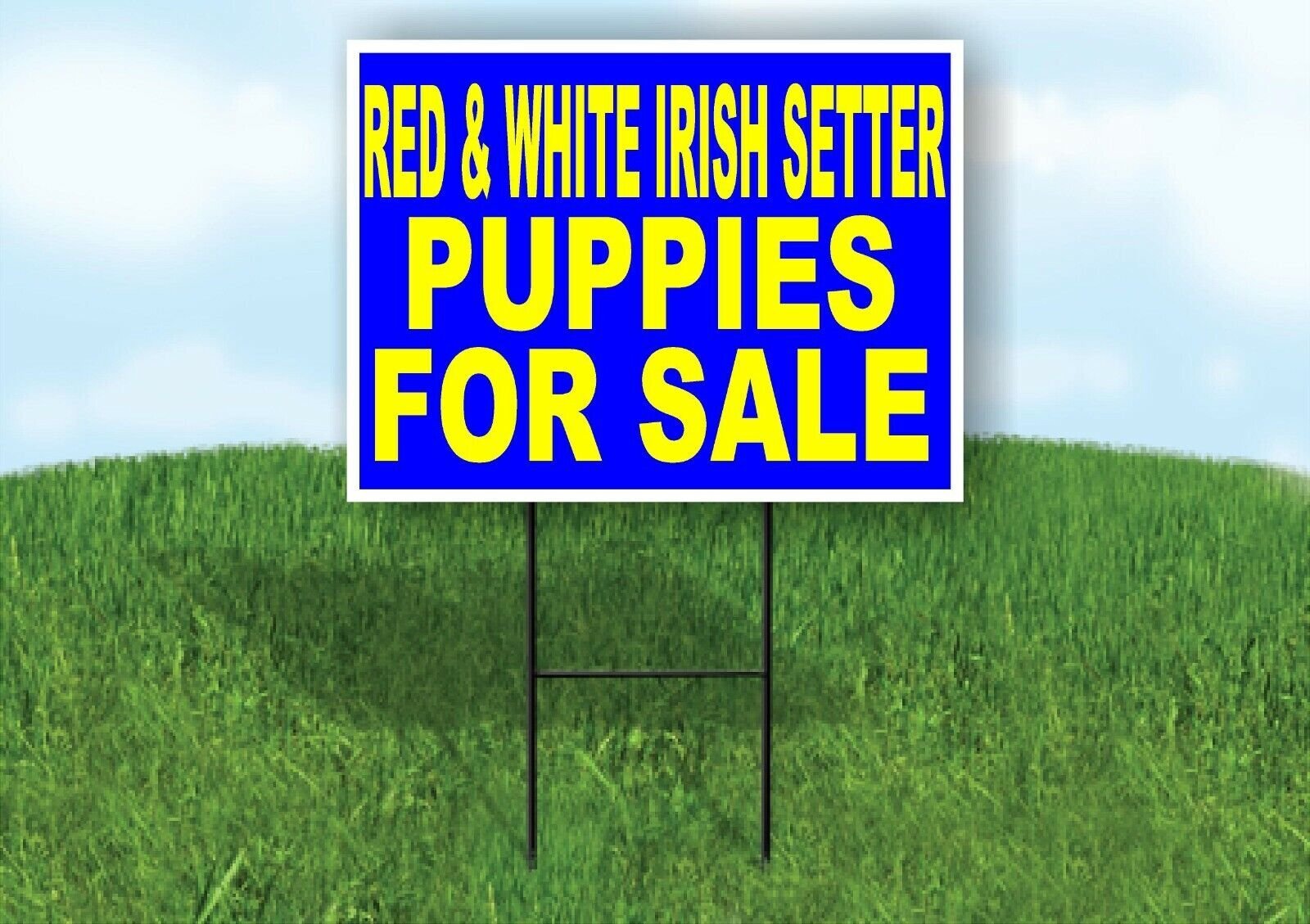 Red and White Irish Setter PUPPIES FOR SALE Yard Sign Road with Stand LAWN SIGN