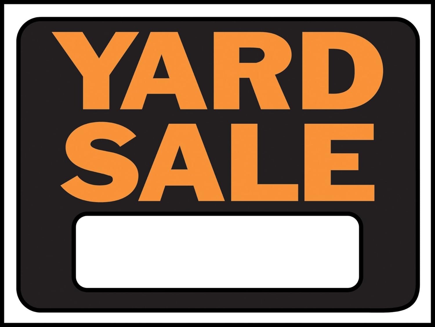 Yard Sale Plastic Sign 8.5&Prime; x 12&Prime; Orange/Black, 1 Piece