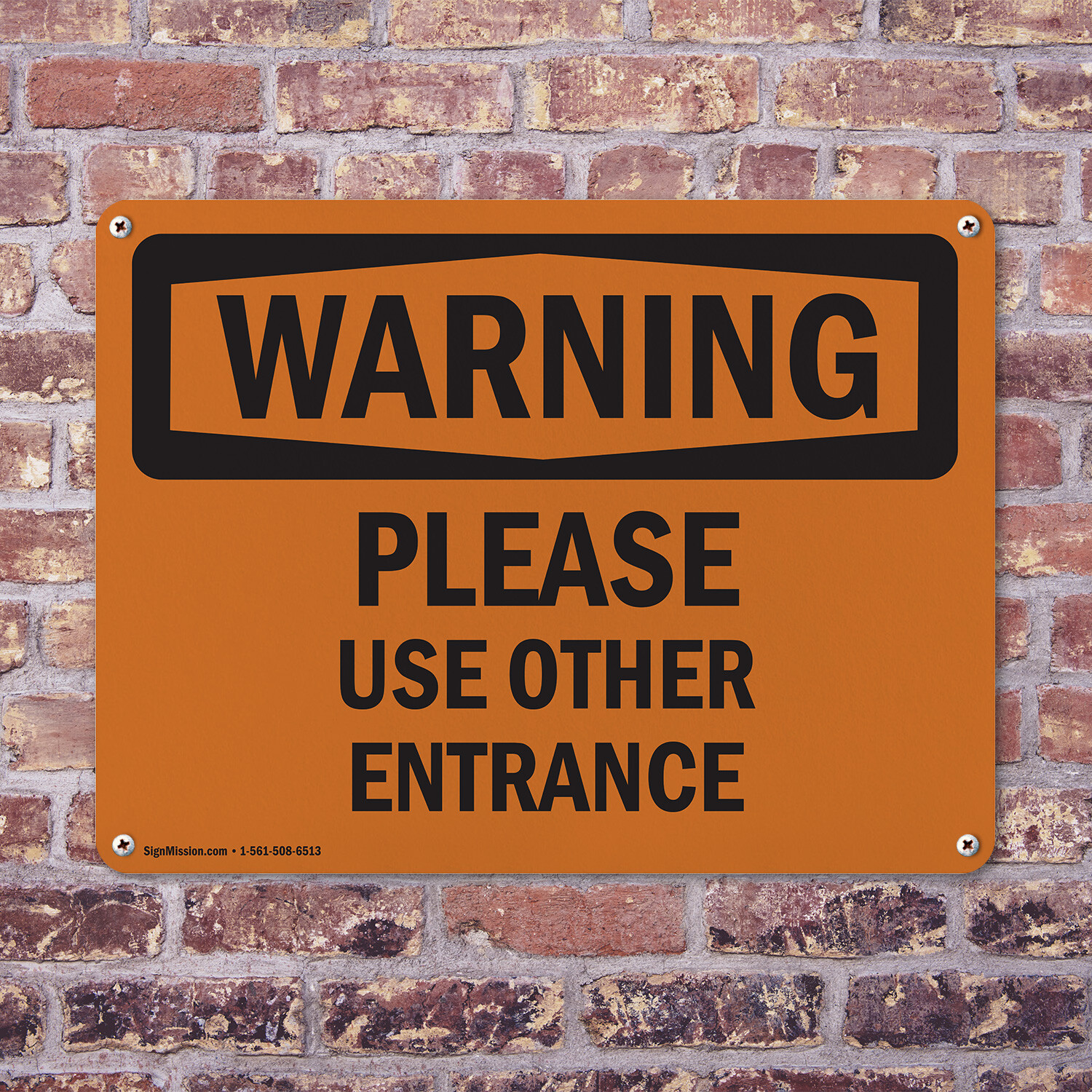 (2 Pack) Please Use Other Entrance OSHA Warning Sign Decal Metal Plastic