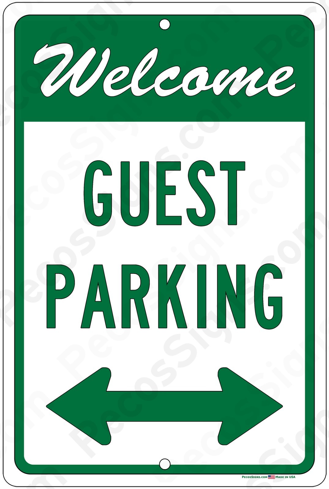Welcome Guest Parking Left & Right Arrows 8&Prime; x 12&Prime; Aluminum Sign UV Protected