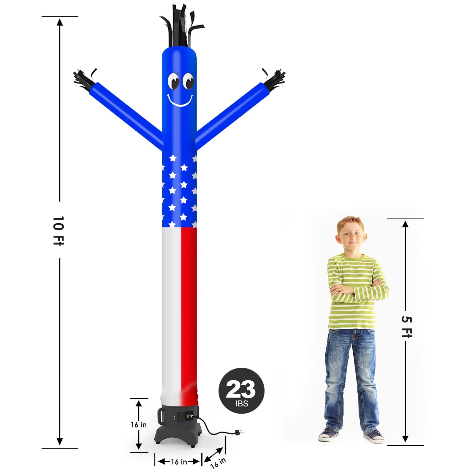 MOUNTO 10ft Inflatable Dancer Waving Tube Man Puppet for Store Sign (US-Flag)