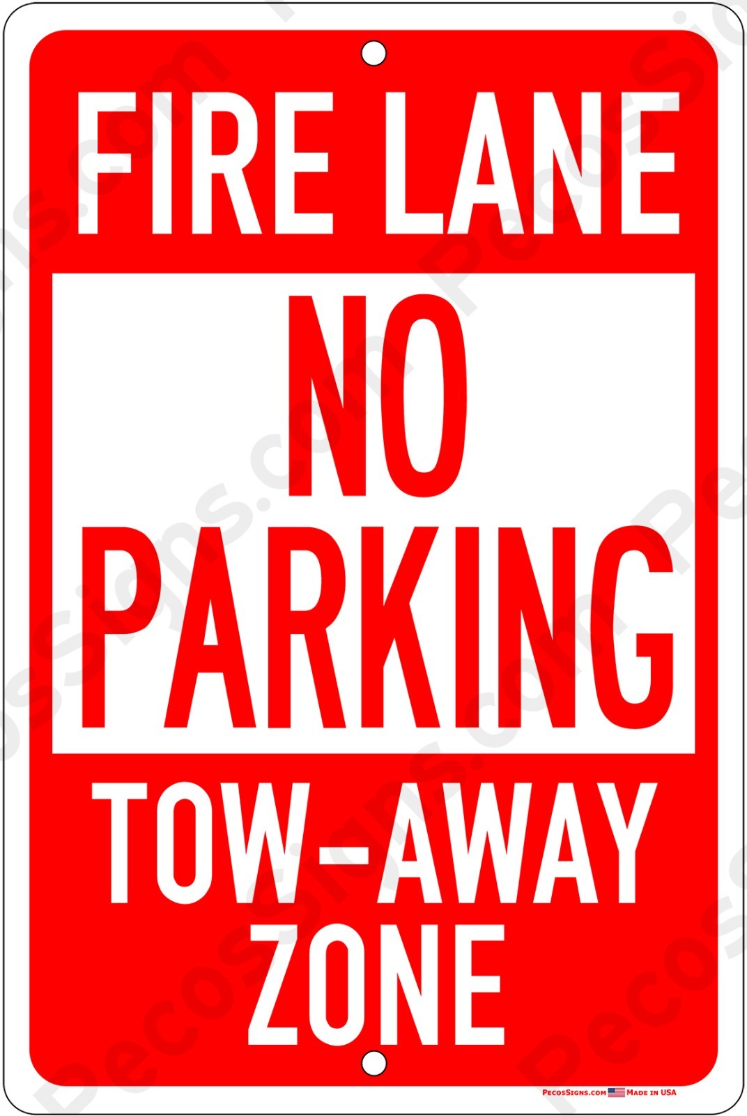 10-Pack of Fire Lane No Parking Tow-Away Zone 8&Prime;x12&Prime; Aluminum Signs