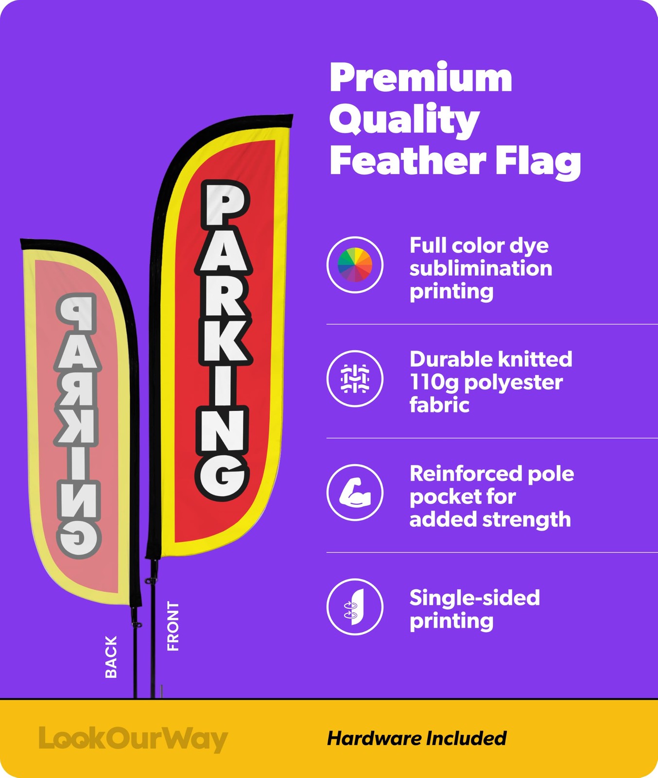 Lookourway Feather Flag Set – 5Ft Tall Advertising Banner Flag Pole Kit And