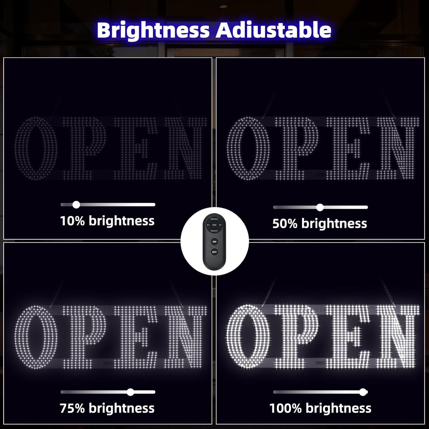 Bright LED Open Sign with 6 Modes – 30&Prime; x 10&Prime; Lighted Storefront Insert