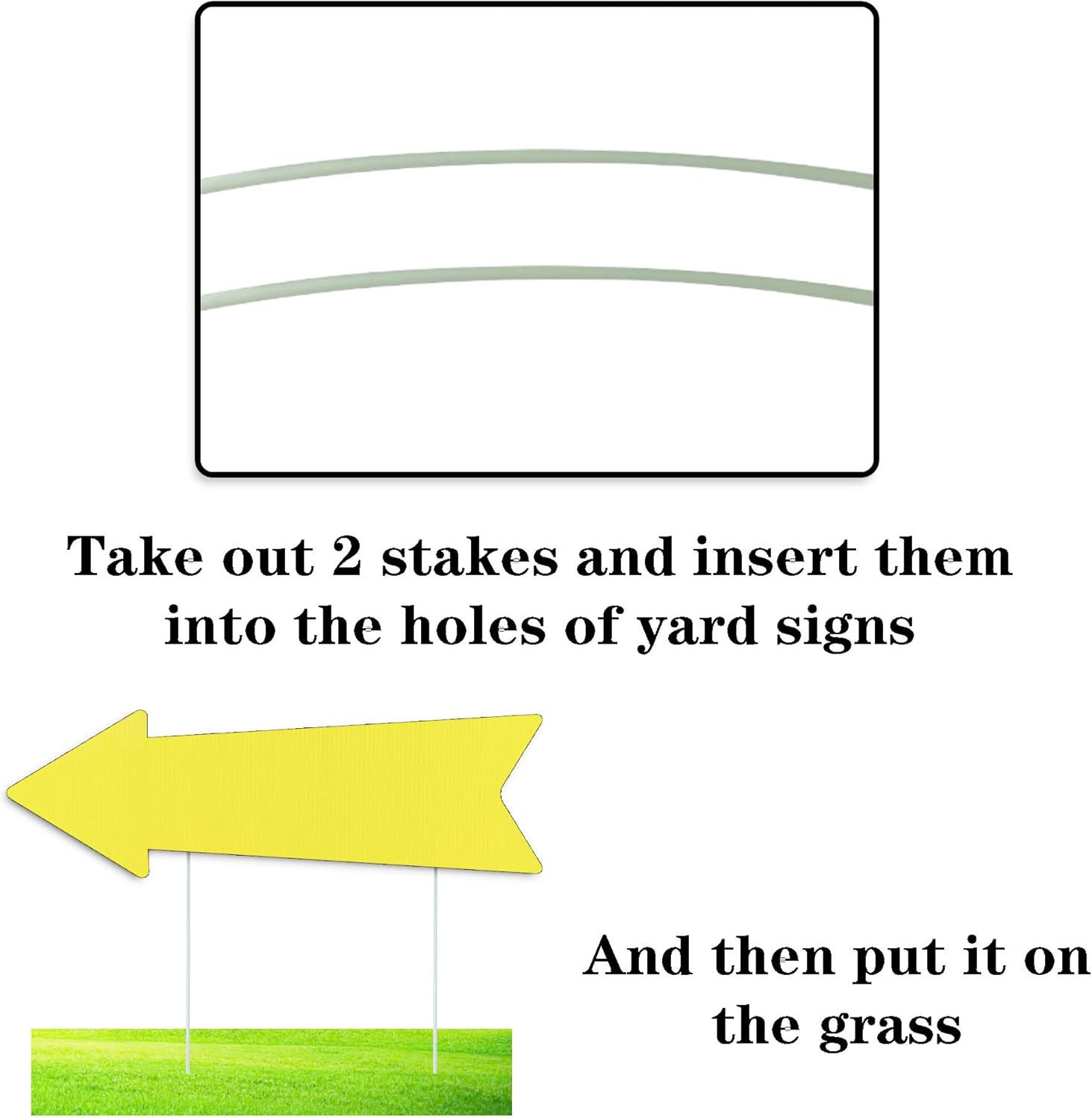 Directional Yellow Arrow Yard Signs with Stakes – 16×5 Inches (Set of 3)