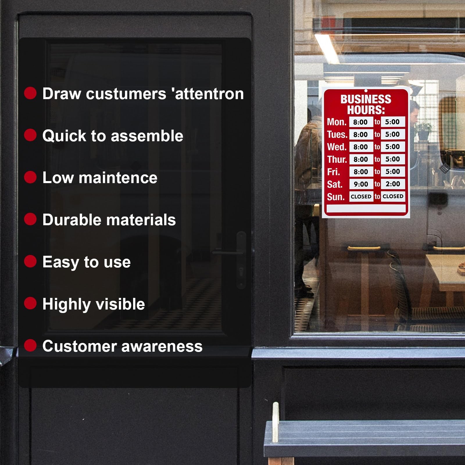 EKSPRINT Business Hours Sign, standard, Red & White Sign