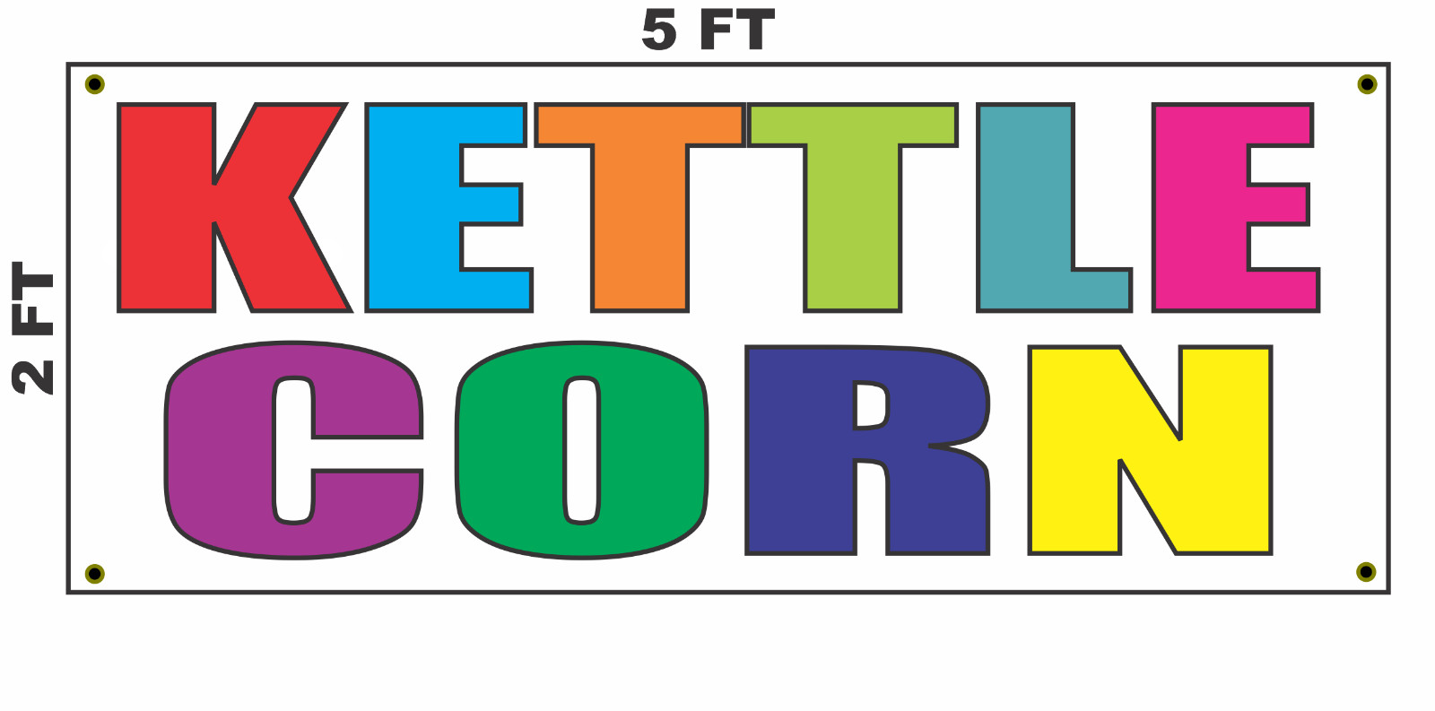 KETTLE CORN Multi-colored Banner Sign 2×5 for Popcorn Stand