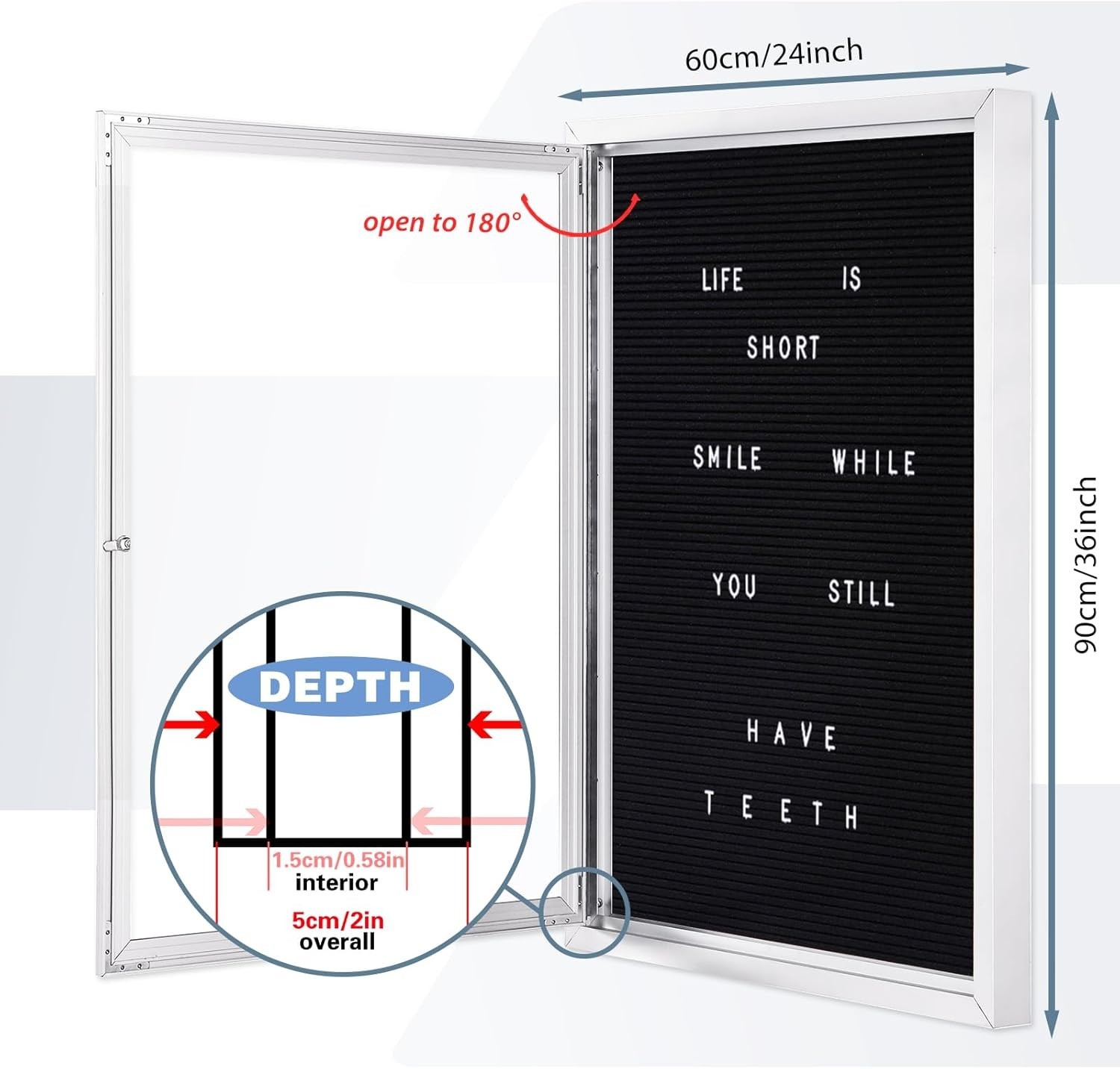 Enclosed Outdoor Letter Board with Locking Door, 36×24 in