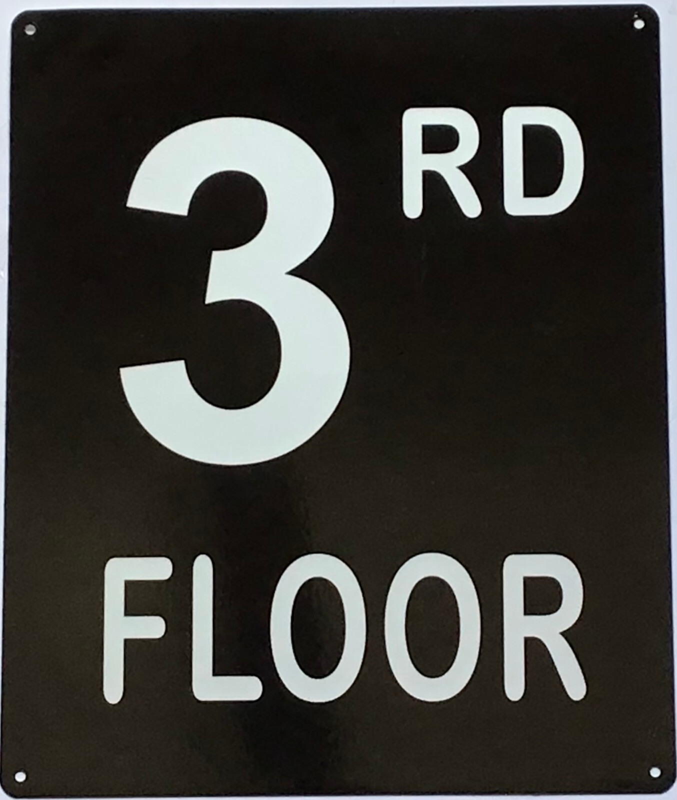 3RD FLOOR SIGN (10X12, Black Background, Aluminum)-REF24-1027