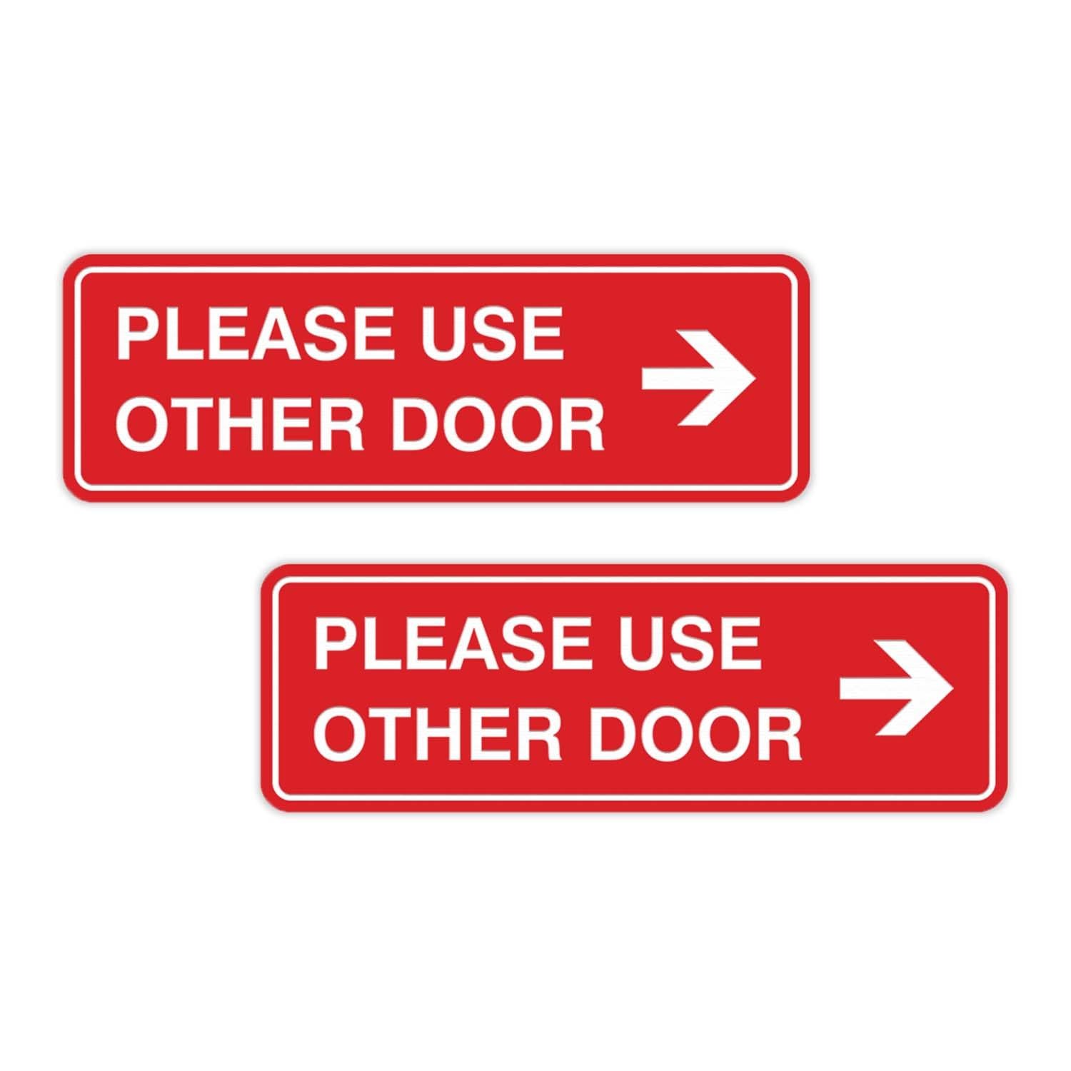 Standard Please Use Other Door Right Arrow Sign Red – Small 2 Pack