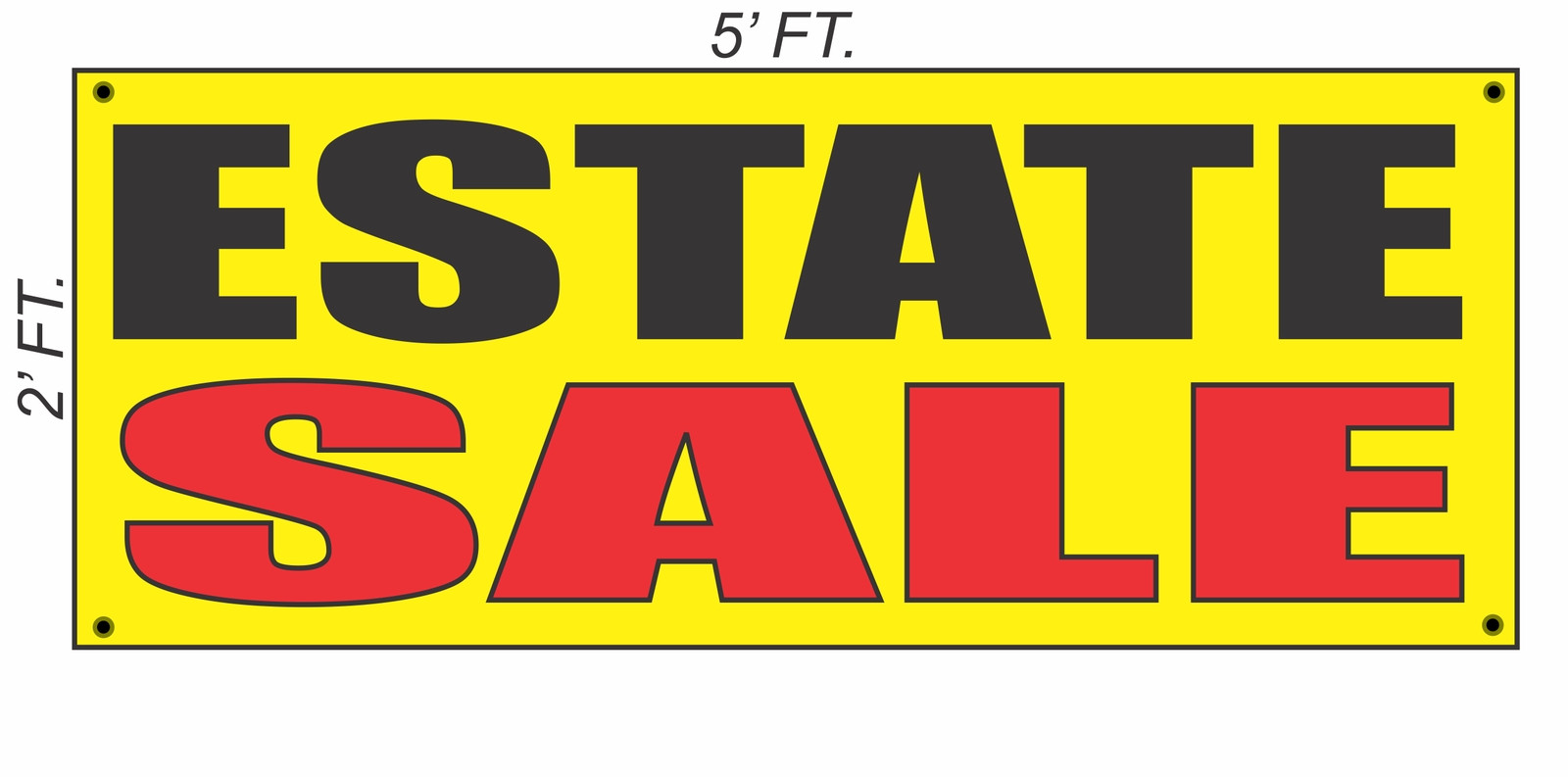 ESTATE SALE Banner Sign Yellow with Red & Black