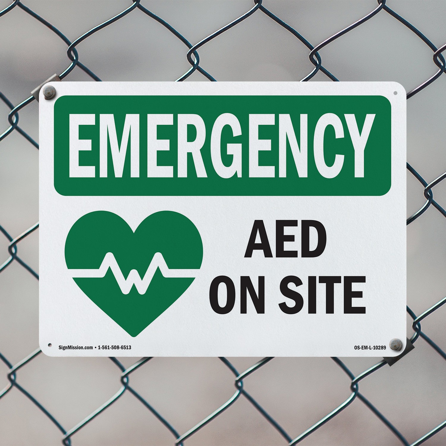 AED On Site With Symbol OSHA Emergency Sign Metal, Plastic, Decal 5 or 10 Pack
