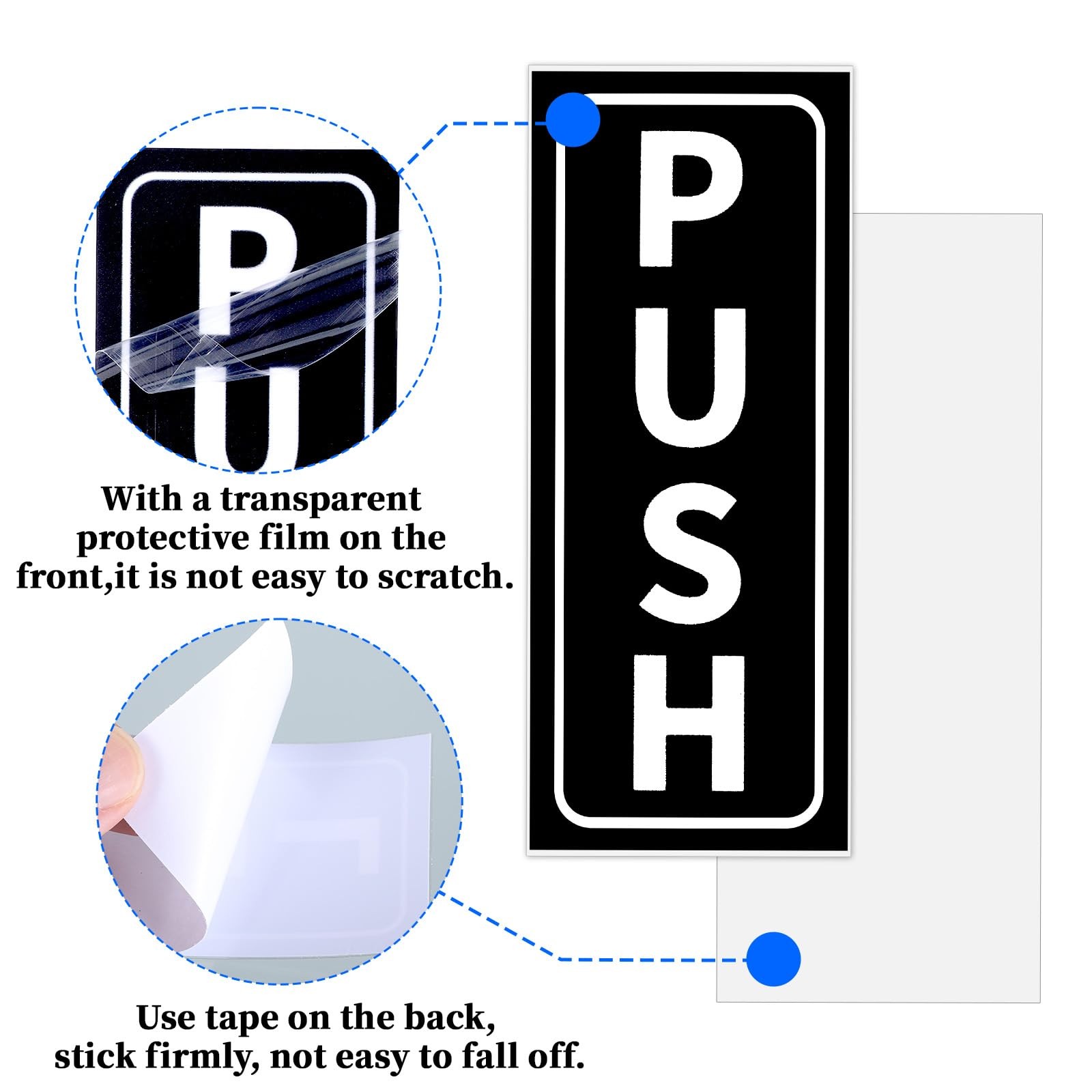 2 PCS Push Pull Door Signs, Vertical Push Pull Door Stickers Sign -Adhesive D…