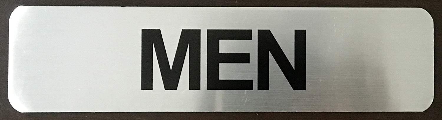 RESTROOM MEN SIGN (BRUSHED ALUMINUM 2X8- HEAVY DUTY !!! )- The…-REF24-1027