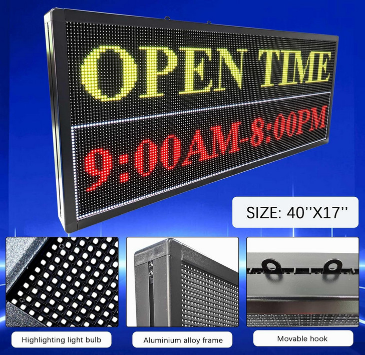 Led Signs Scrolling Programmable, Display Screen Outdoor Waterproof 40&Prime;x17&Prime;