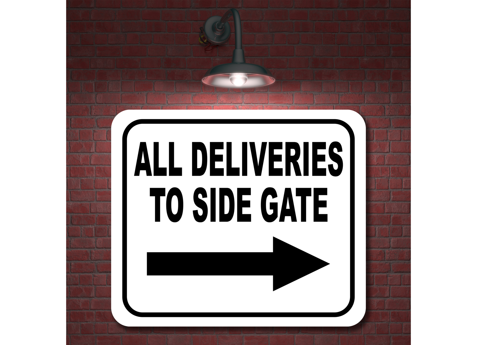 ALL DELIVERIES TO SIDE GATE RIGHT classic Aluminum Composite Sign