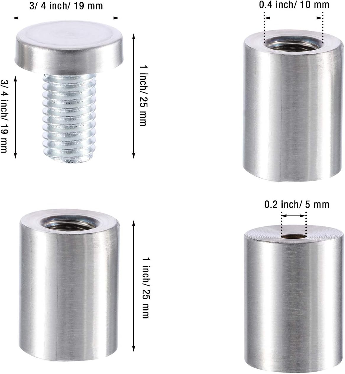 3/4 X 1 Inch Sign Holders Standoff Screws Wall Mount Hardware Advertising Glass
