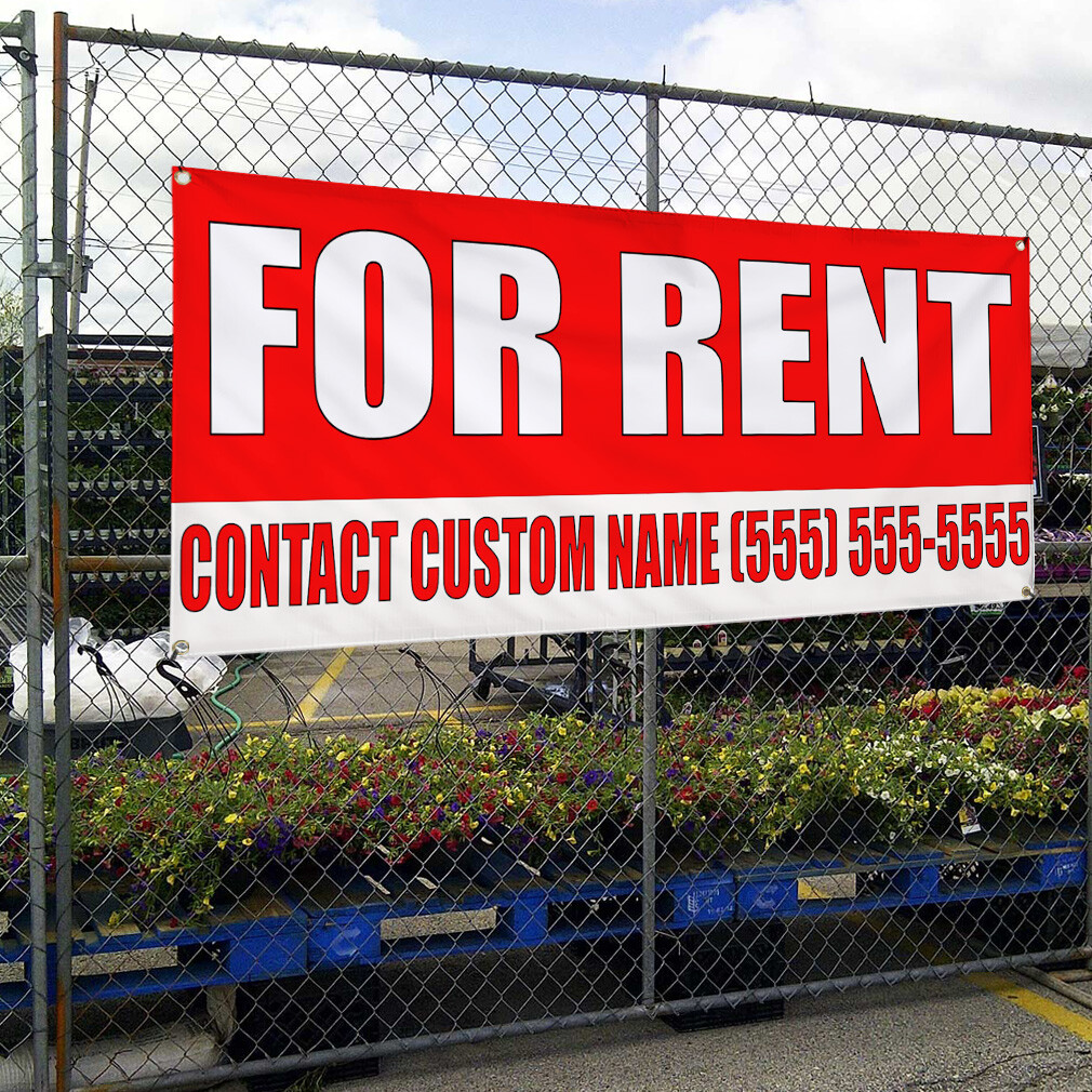Vinyl Banner Multiple Sizes For Rent Custom Name Phone Number Red Business
