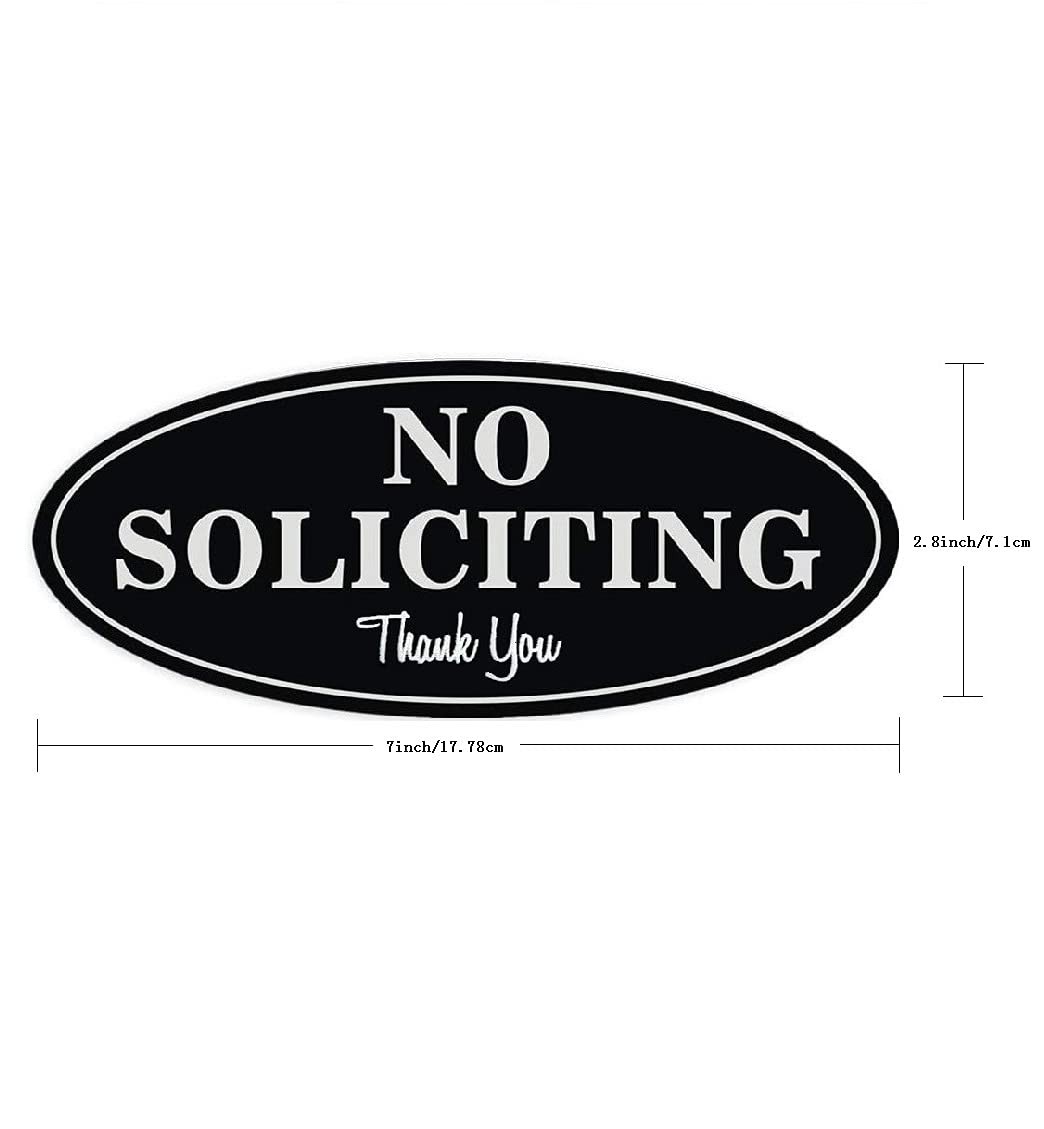 No Soliciting Sign 2.8x7in Weatherproof UV Resistant Door Home Office Black, New