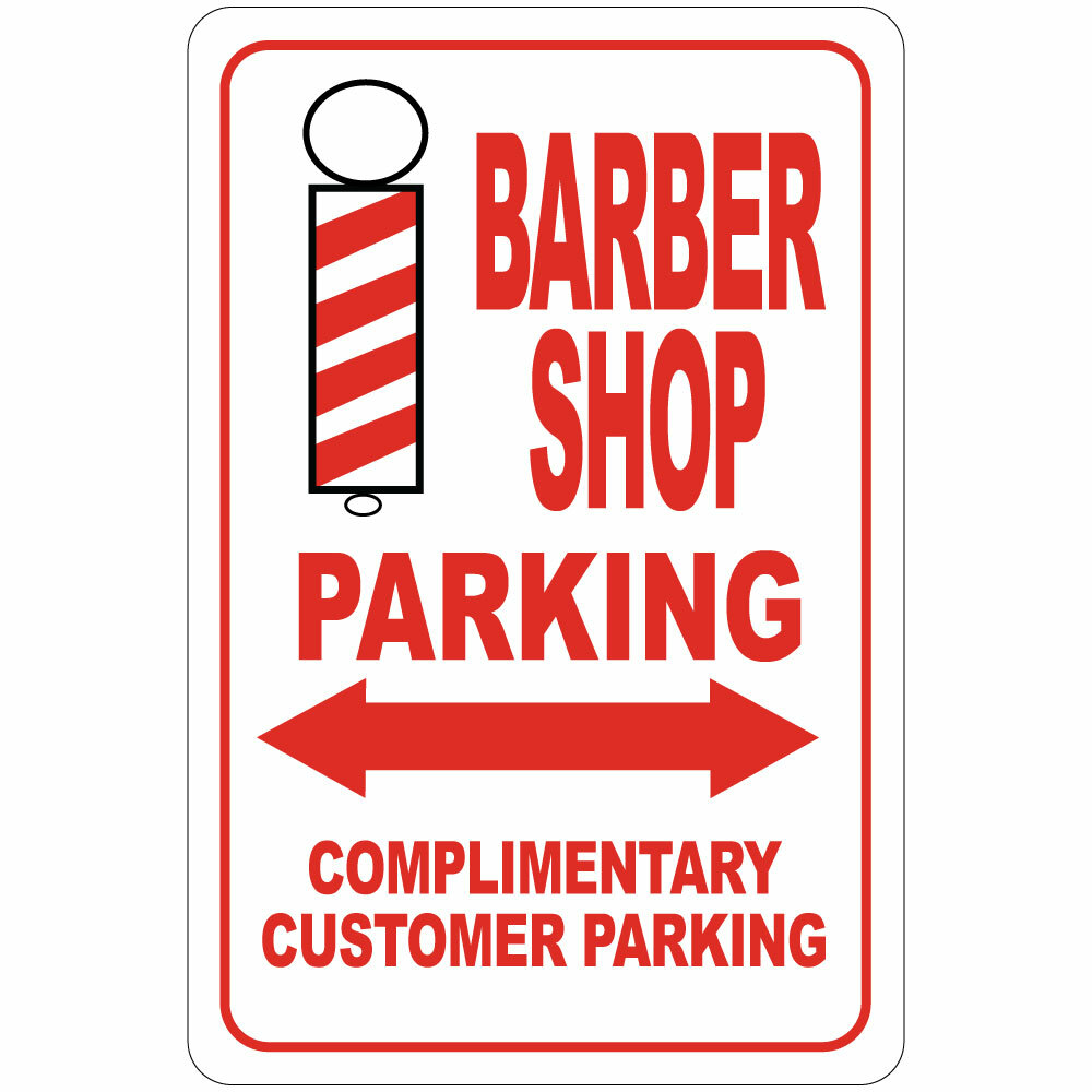 Vertical Metal Sign Multiple Sizes Barber Shop Parking Red Weatherproof Street
