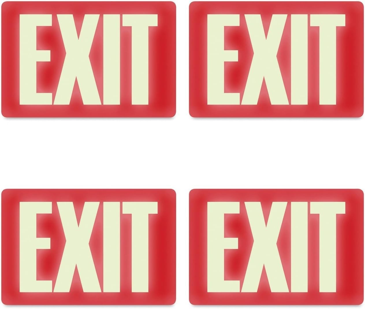 Sign 4792 Glow-in-The-Dark Exit Sign, 8 Inches by 12 Inches, 4 Packs