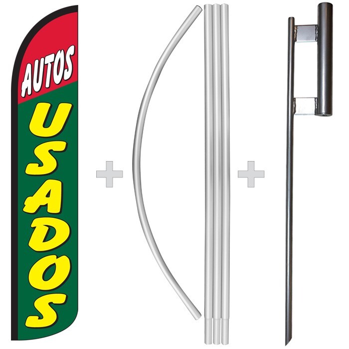 Autos Usados 15&prime; Tall Windless Swooper Feather Banner Flag & Pole Kit