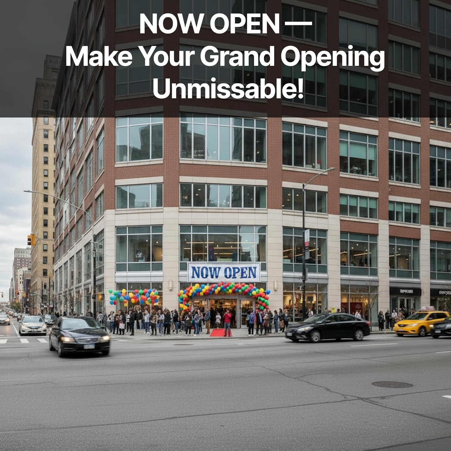 Large Now Open Banner 3×10 foot – Open Sign for Business – Grand Opening Banner