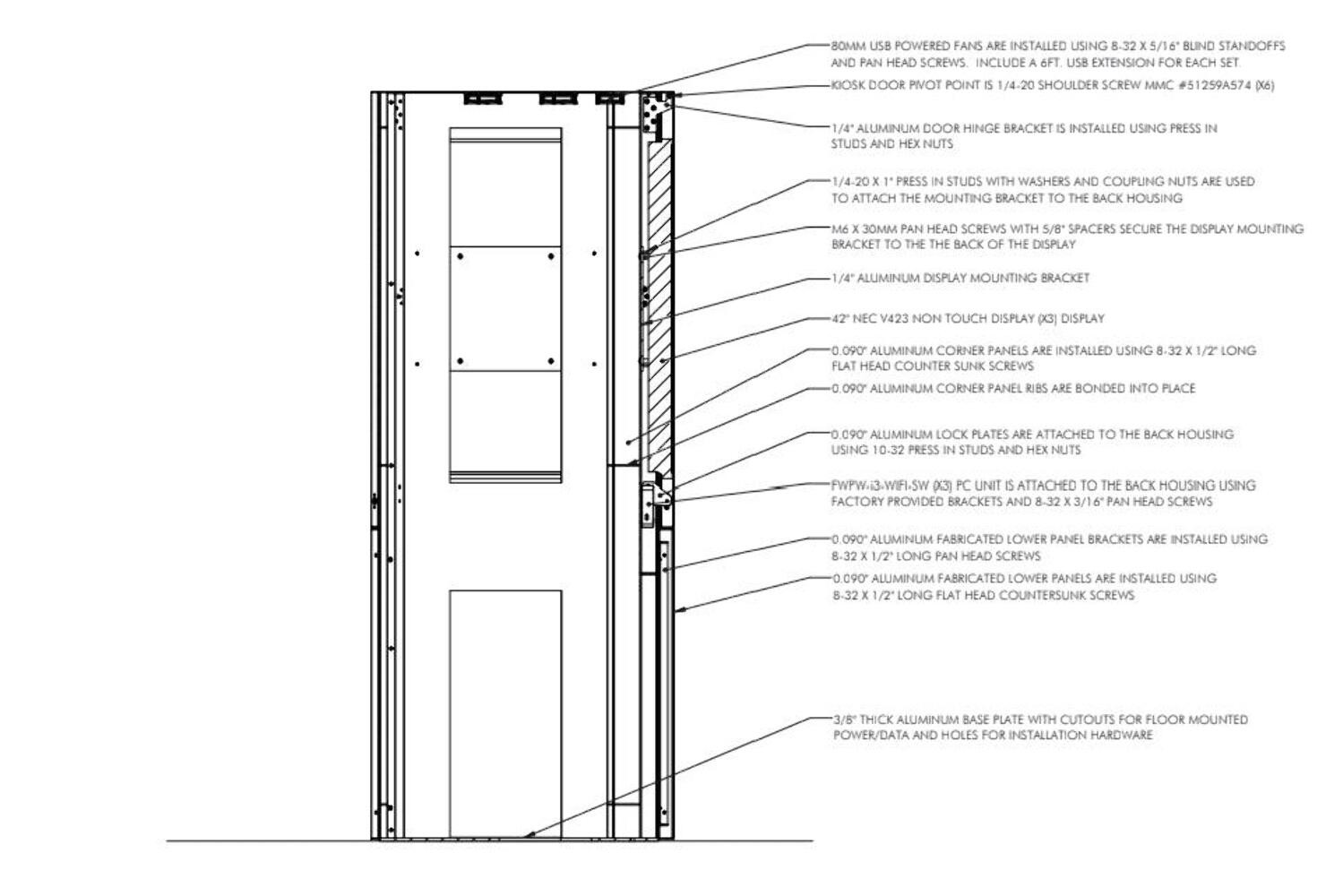 Big Floor Standing 3-Sided Portrait Indoor Kiosk Enclosure, 84&Prime;