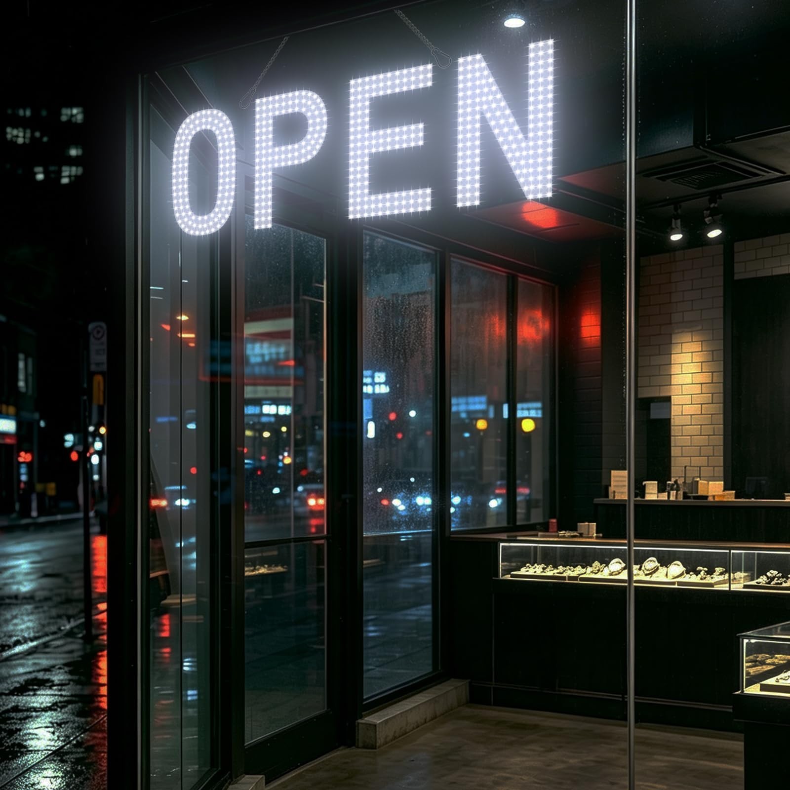 Ultra Bright LED Open Sign 30&Prime;x10&Prime;, Remote Control, Dimmable, Foldable – Cafe, S
