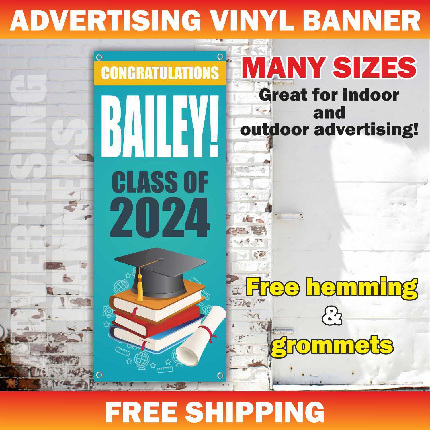 CLASS OF 2024 Advertising Banner Vinyl Mesh Sign School University Graduate