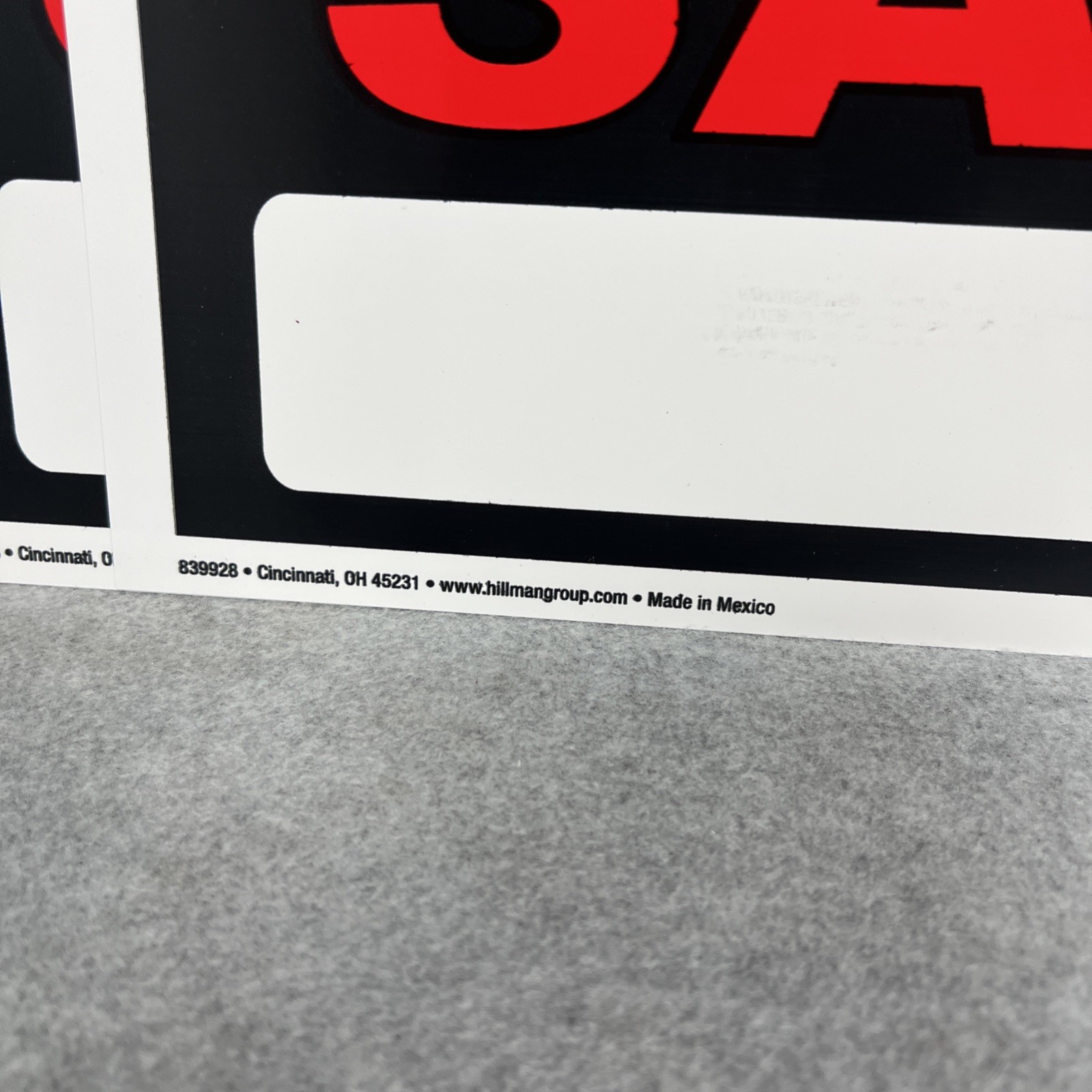 Lot of 5 FOR SALE Signs Hillman 839928 8&Prime;x12&Prime; Red Plastic