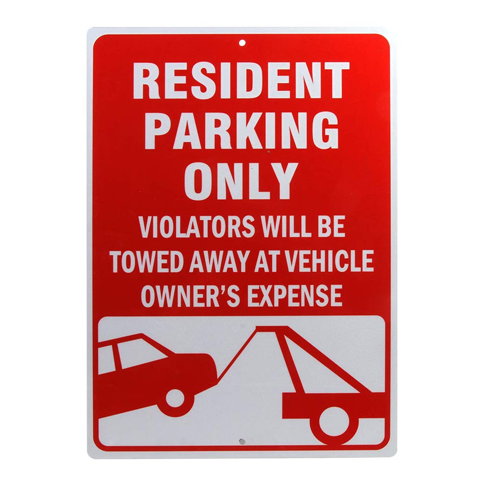 Resident Parking Only Reflective Sign Red 14×10 Inch Aluminum Metal Board
