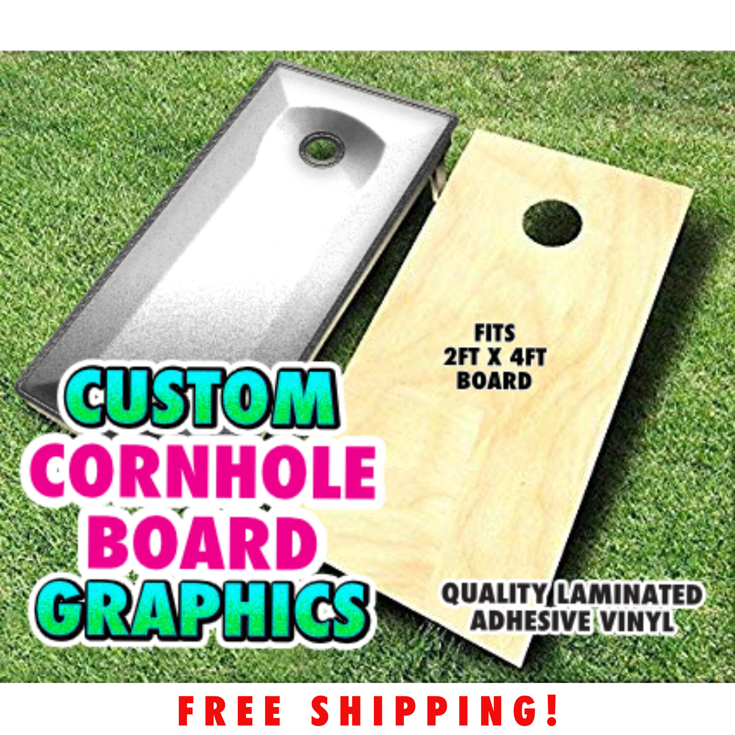 Custom Cornhole Board Decals Full Color Adhesive Vinyl Graphics – Set of 2