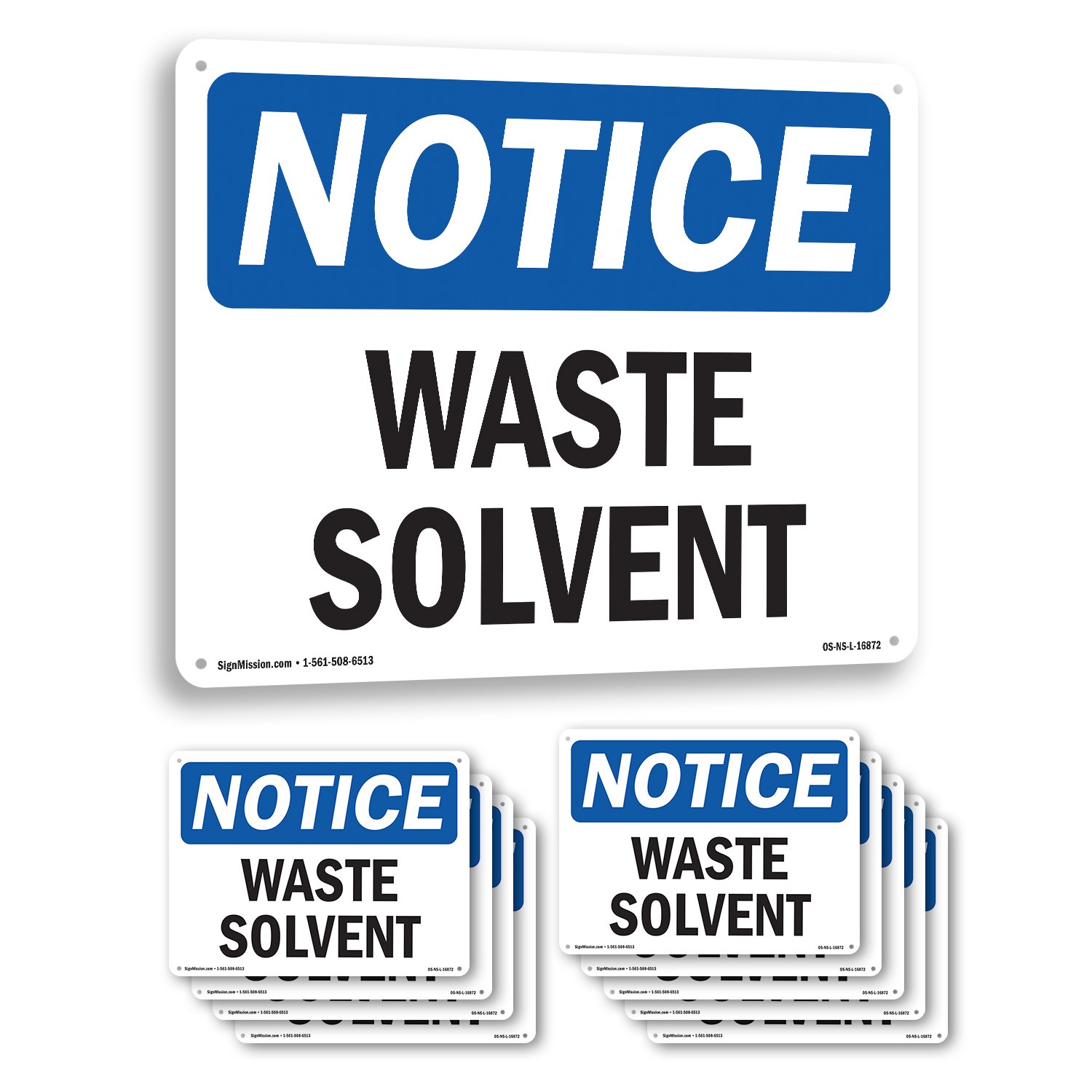 Waste Solvent OSHA Notice Sign Metal, Plastic, Or Decal – 5 or 10 Pack