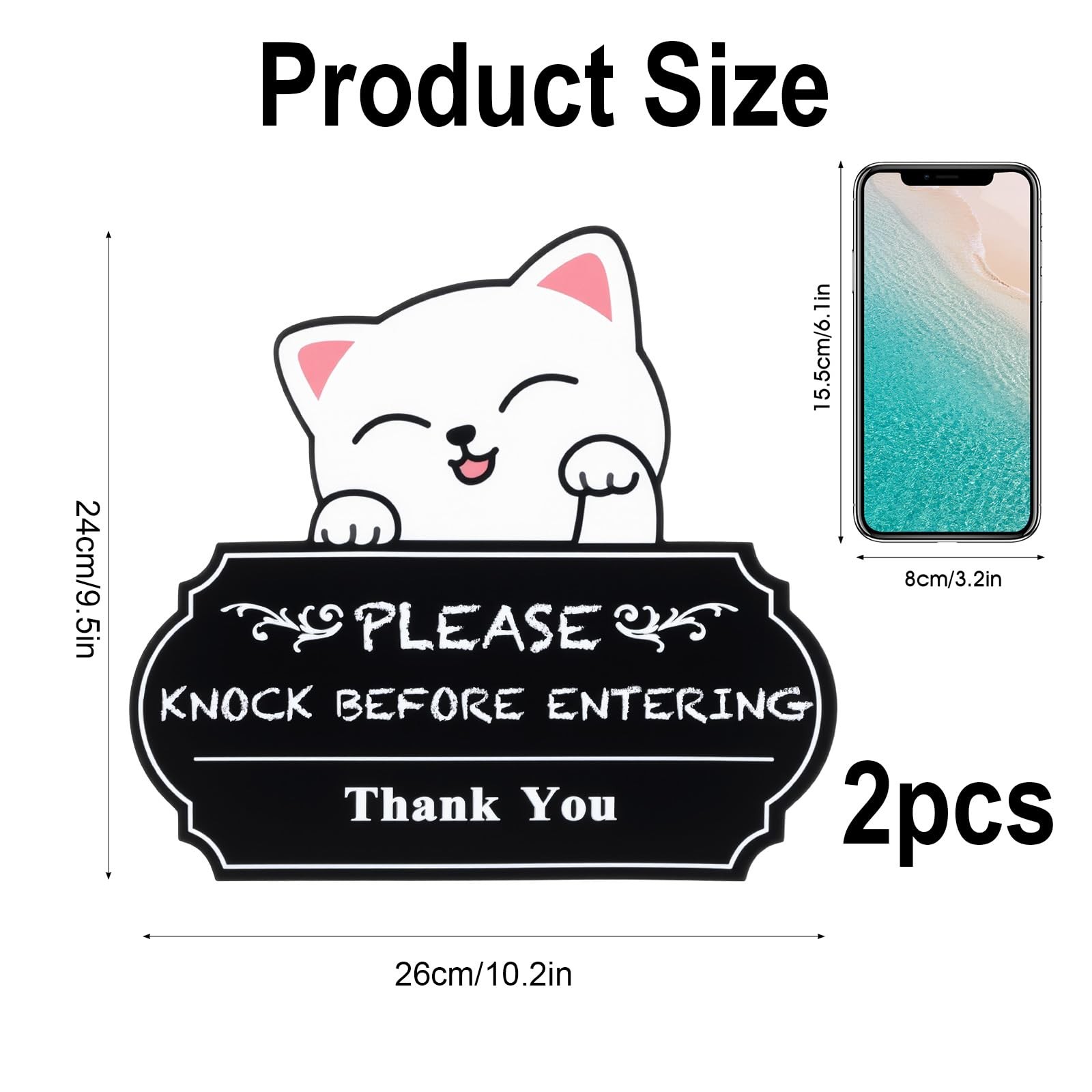 2Pcs Please Knock Sign for Door Stickers,Self Adhesive Knock Before Entering …