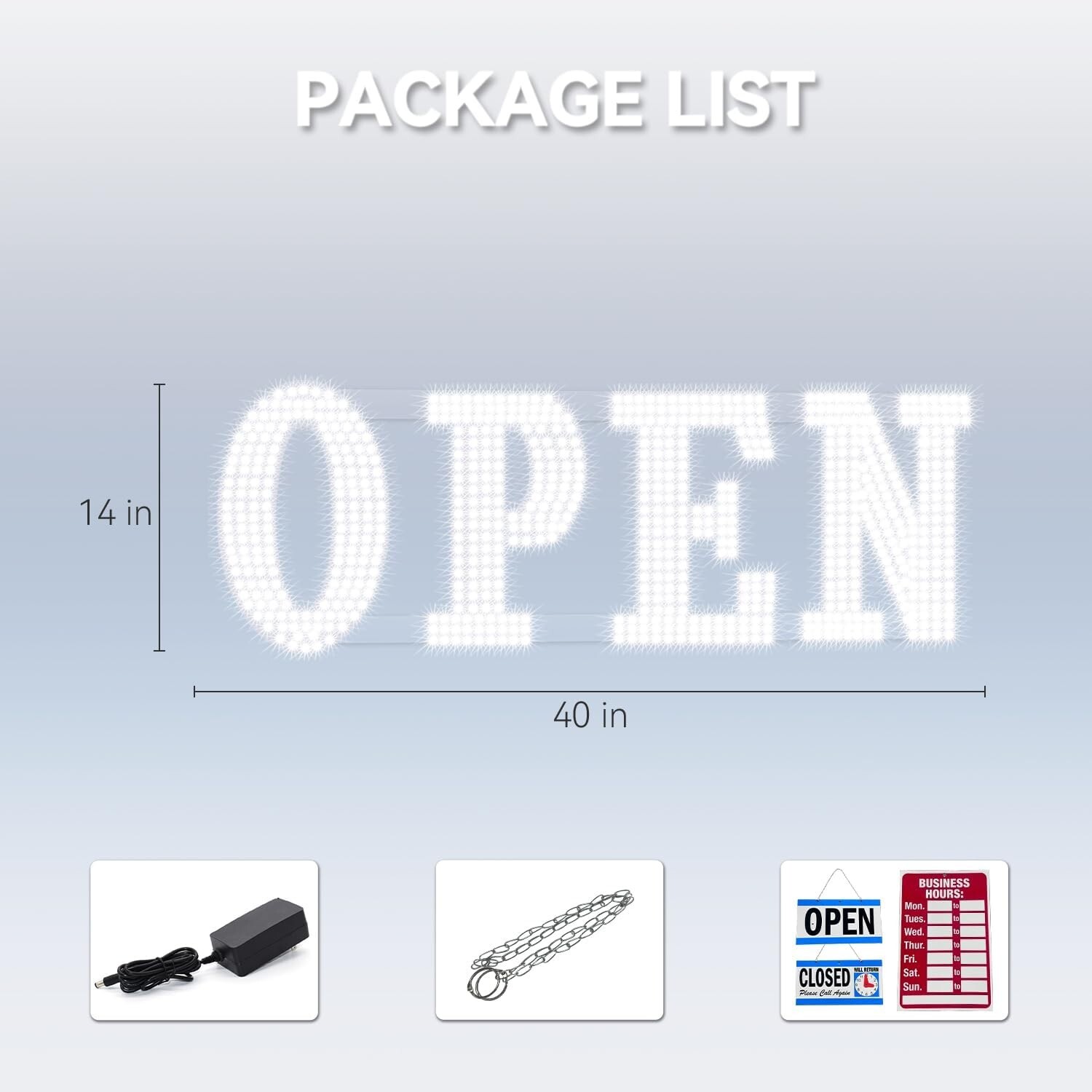 40&Prime;x 14&Prime; Large LED OPEN Sign for Business Remote Control High Bright Visibility