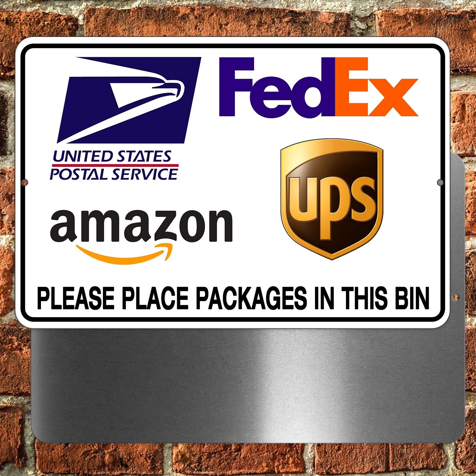 Delivery Instructions Please Place Packages In Bin Sign METAL 3 SIZES usps MS037