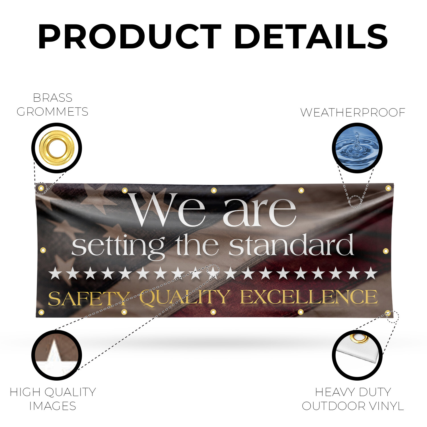 Setting The Standard Safety Vinyl Banner Sign with Metal Grommets Heavy-Duty