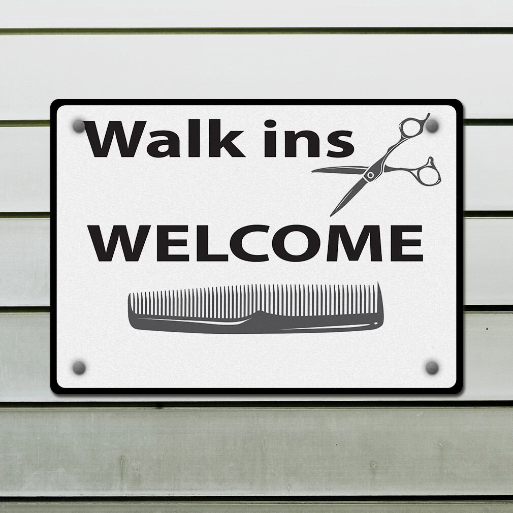 Aluminum Horizontal Metal Sign Walk Ins Welcome Weatherproof Street Signage