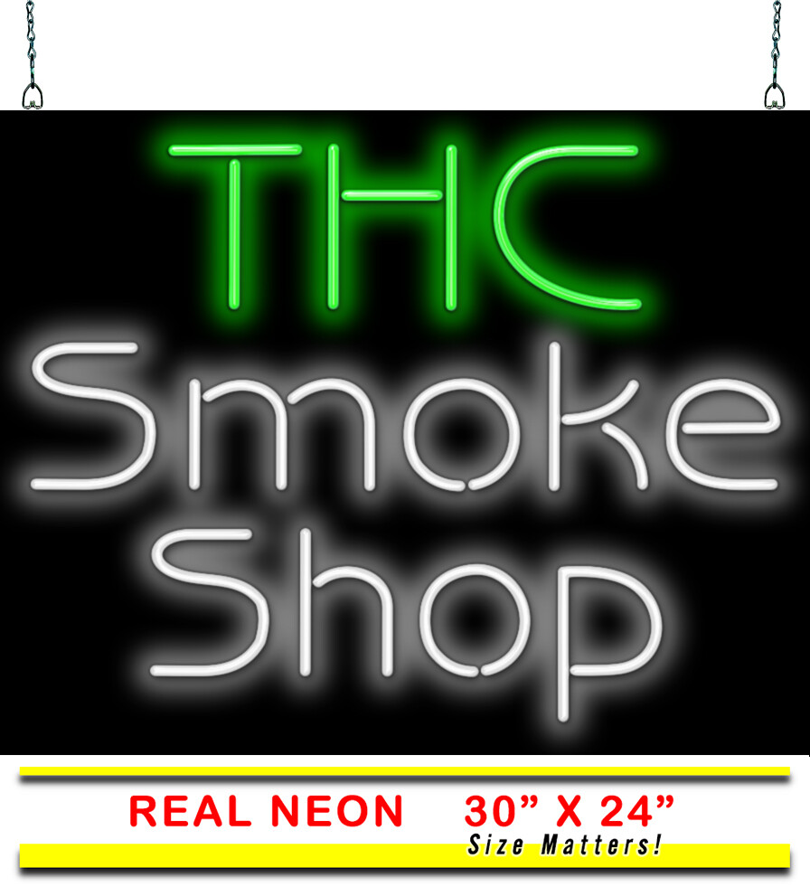 THC Smoke Shop Neon Sign REAL Neon Window Sign Hand Bent Glass Advertisement