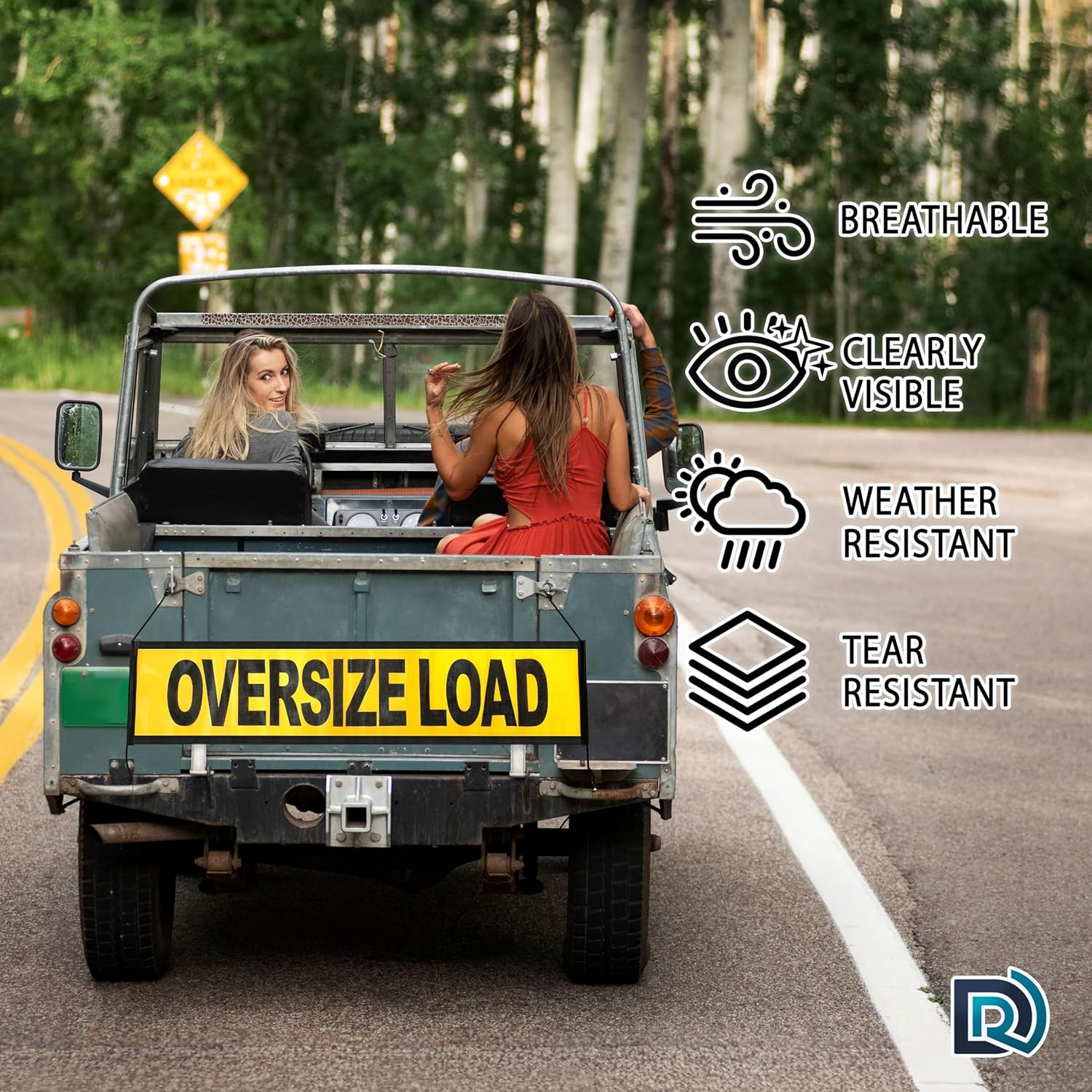 Oversize Load Truck Signs, 12×60 Inch Yellow Banners, 2 Pack with Hooks